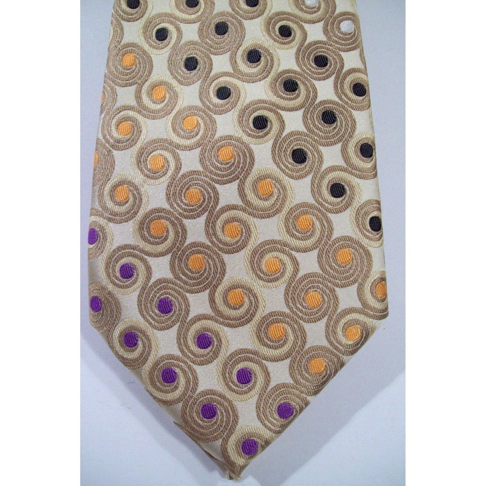 Men's Steve Harvey Collection Silk Neck Tie, Geometric‎ Swirls, Champagne